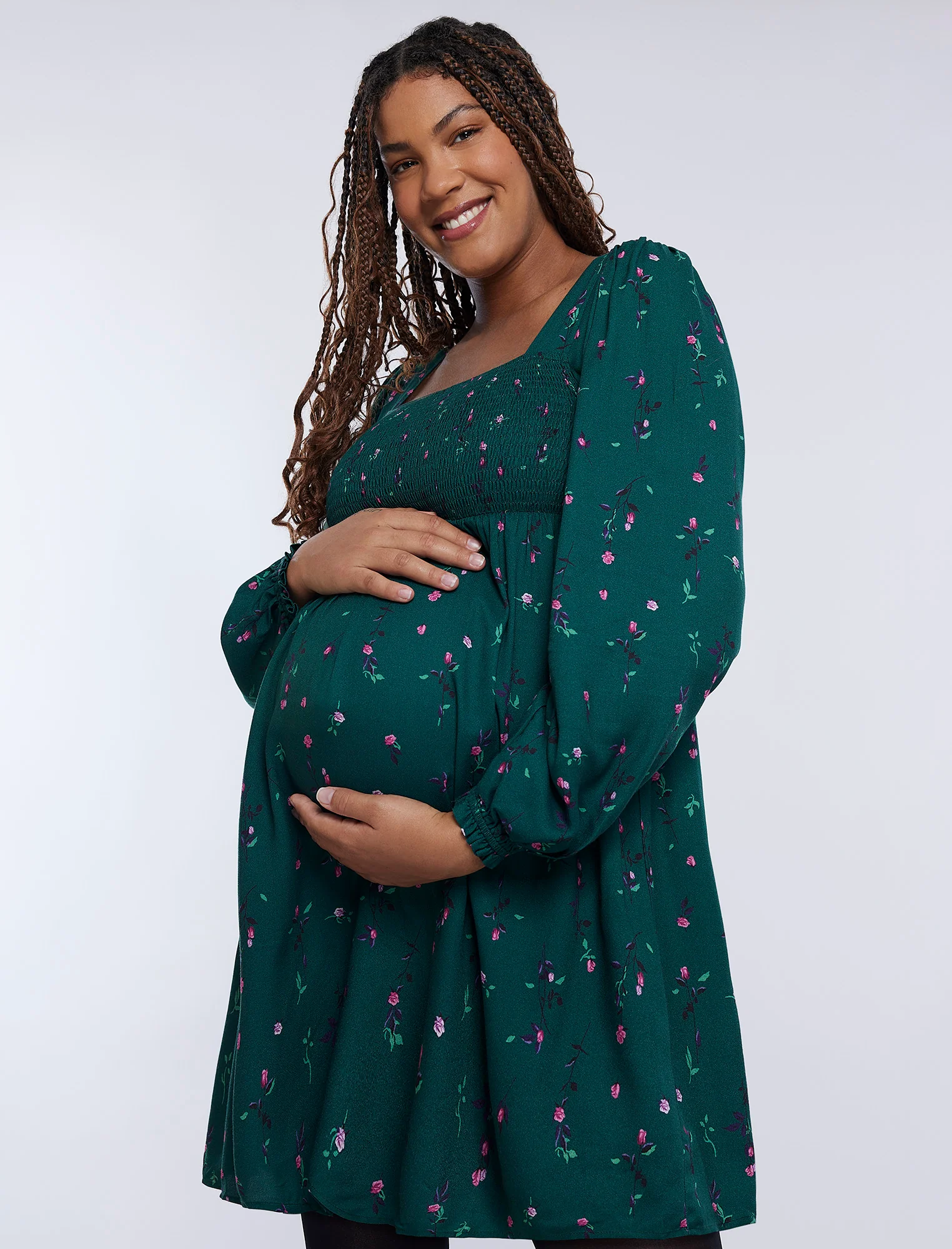 Long Sleeve Smocked Empire Waist Dress - Fallshirt