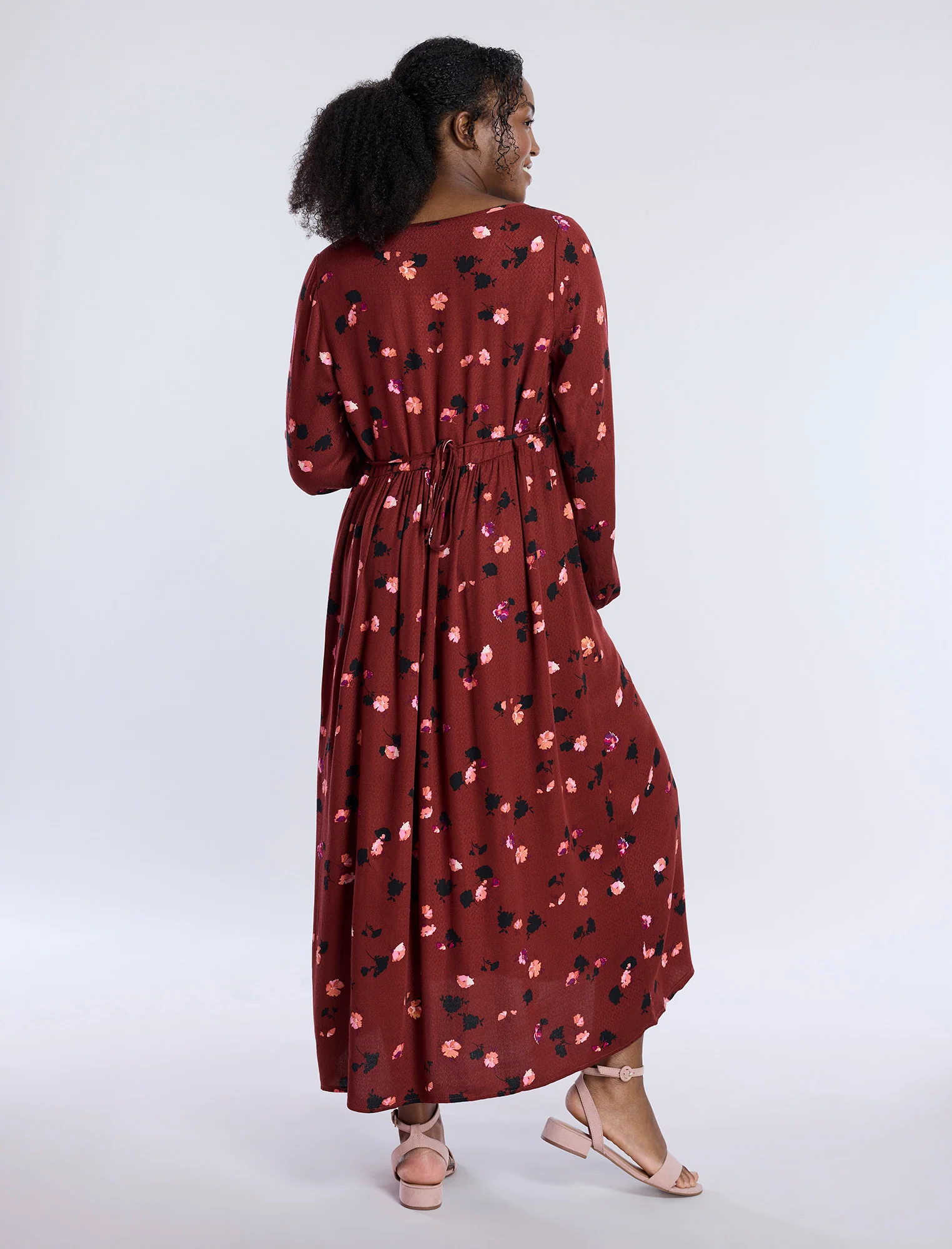 Long Sleeve Button Front Midi Dress - Fallshirt