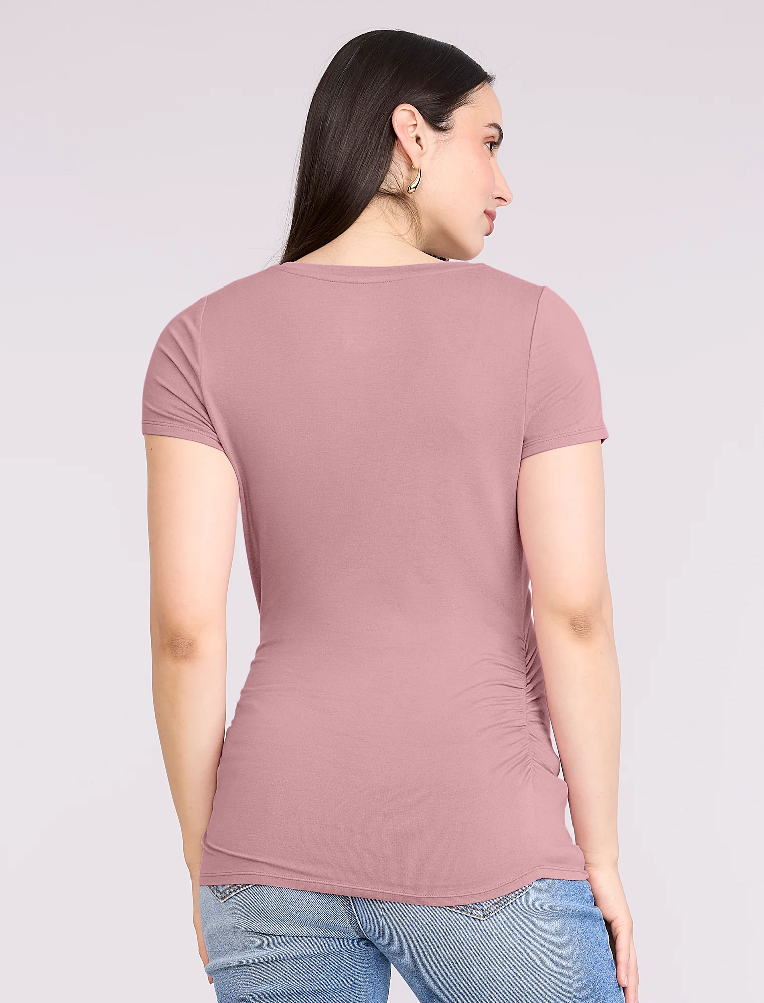 Side Ruched Short Sleeve V-Neck  Maternity Tee - Fallshirt