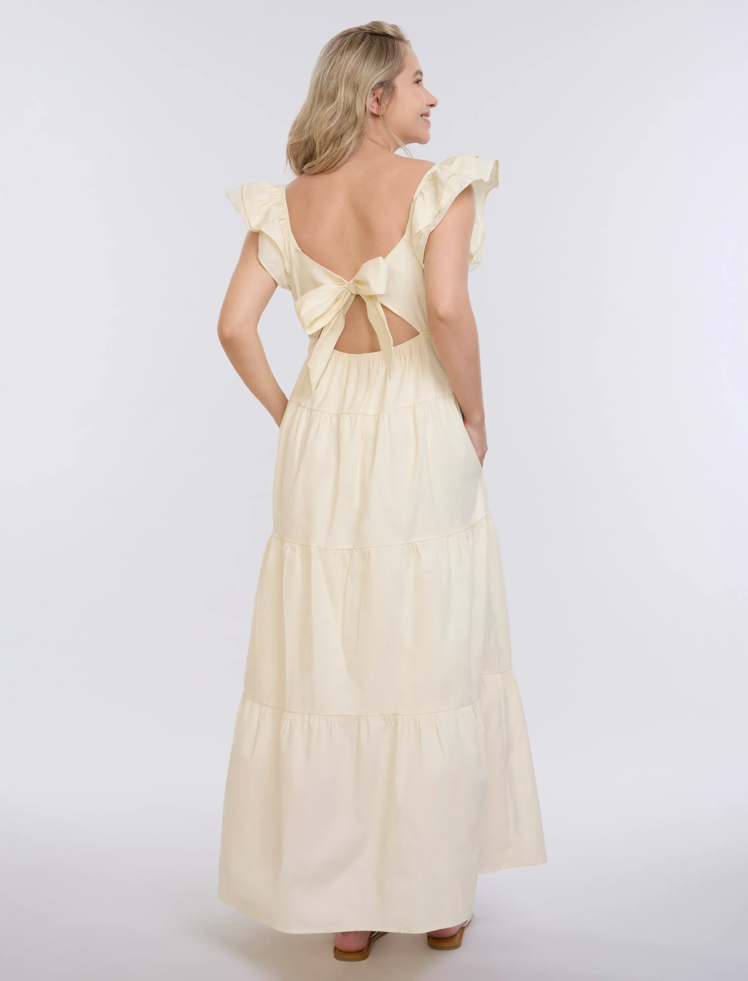 Empire Ruffle Sleeve Maxi Dress - Fallshirt