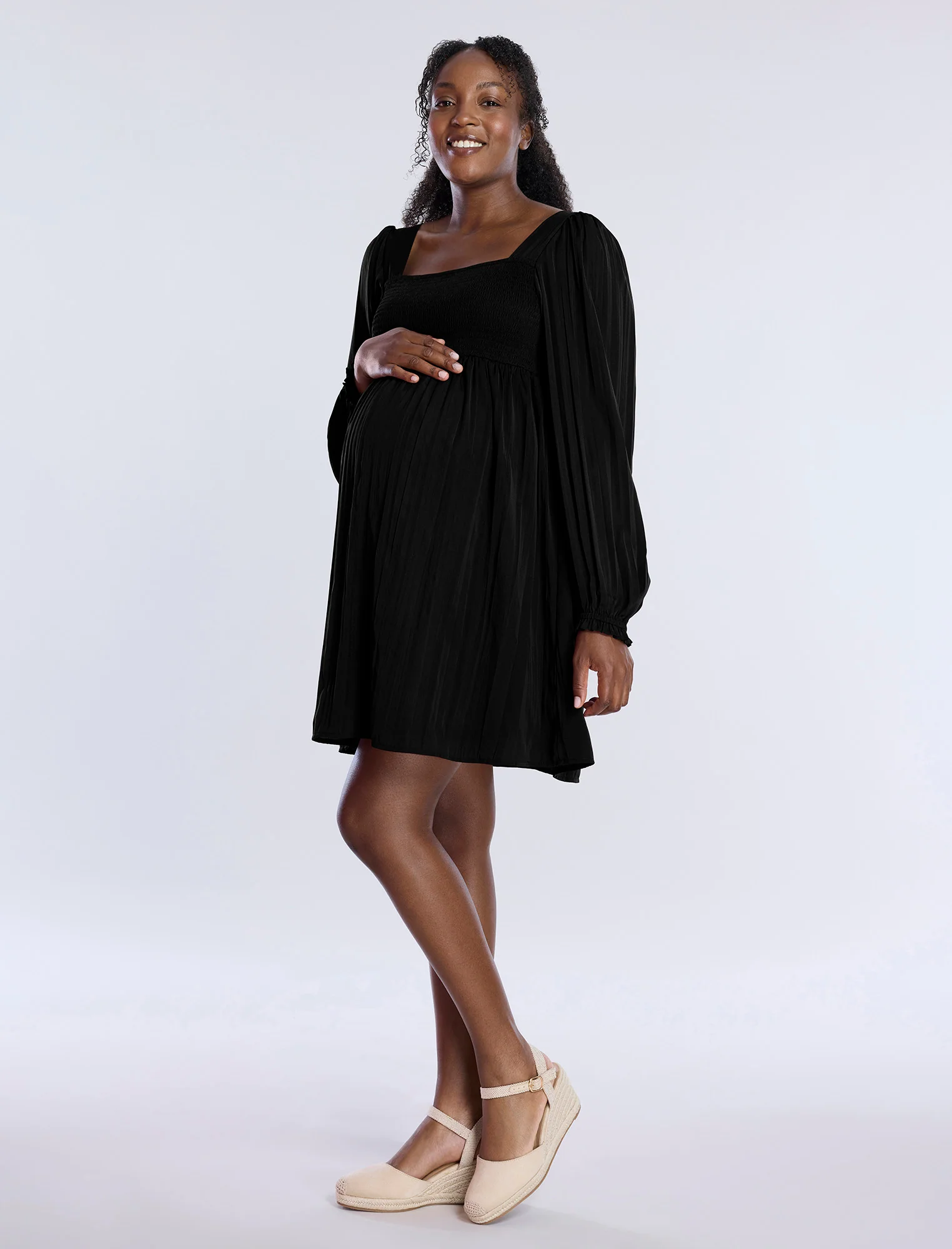 Long Sleeve Smocked Babydoll Dress - Fallshirt