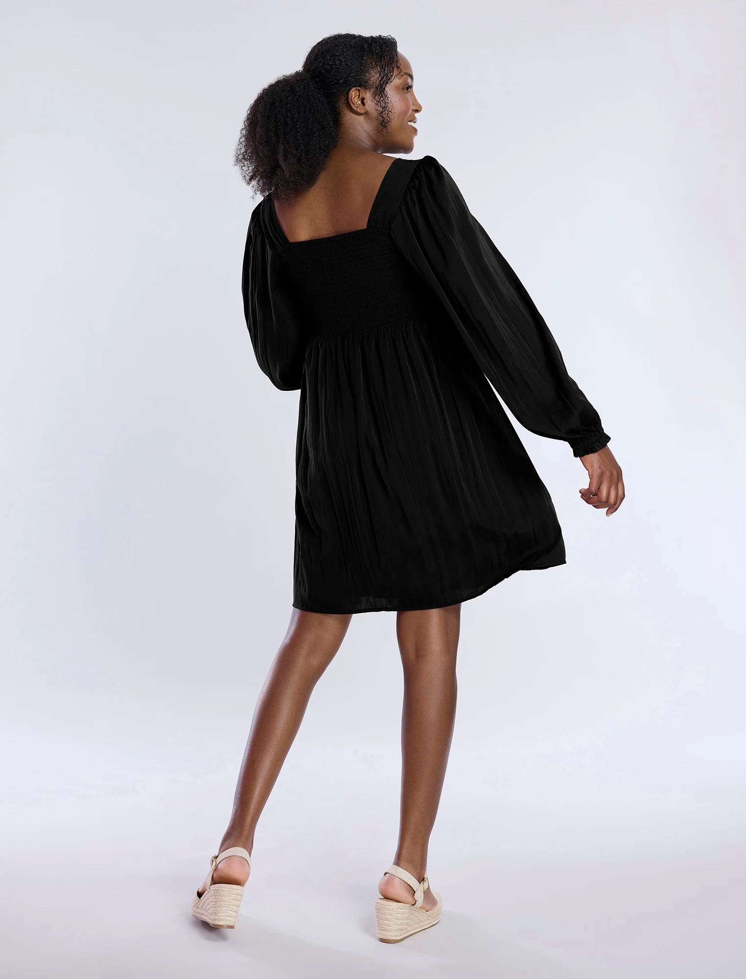 Long Sleeve Smocked Babydoll Dress - Fallshirt