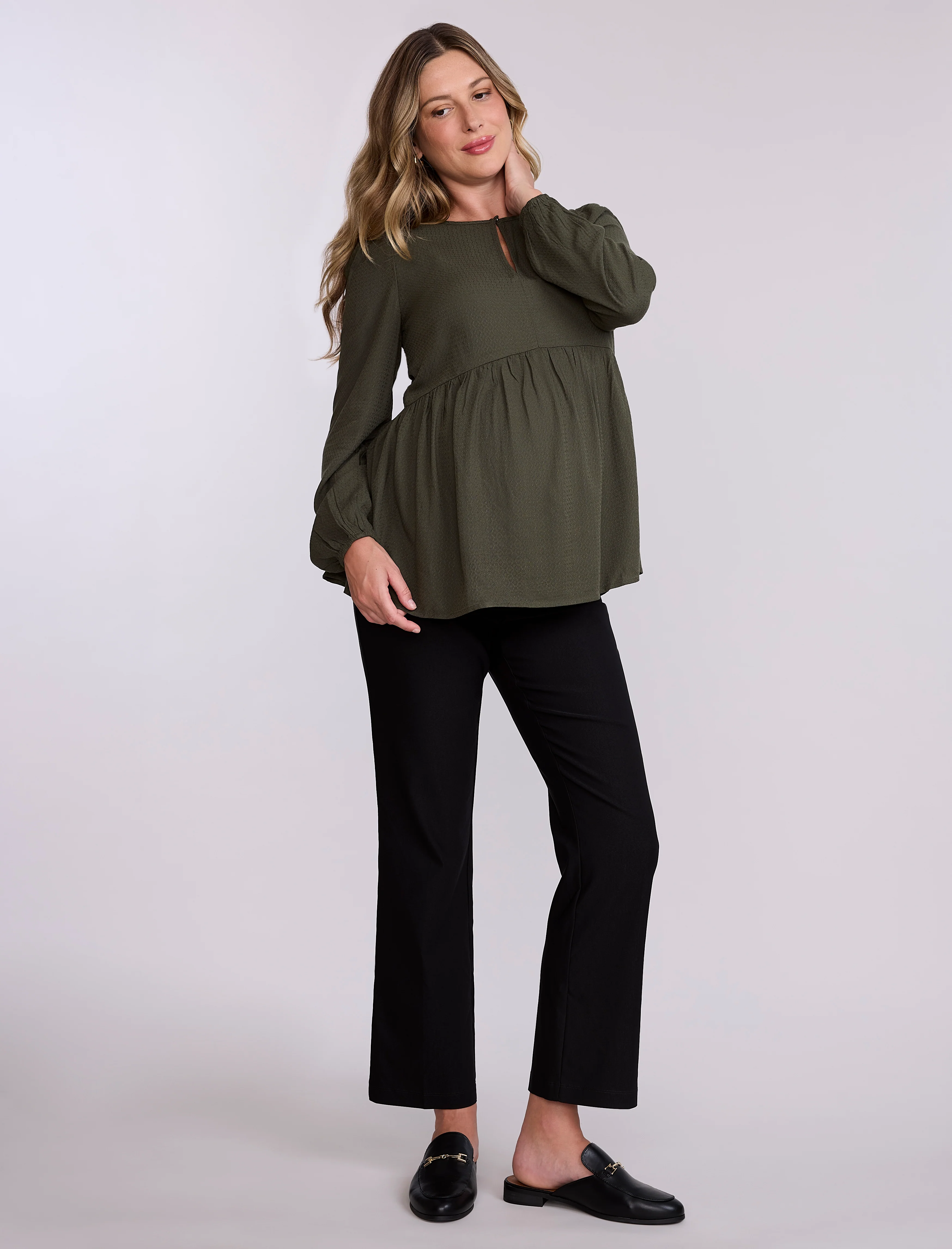 Long Sleeve Keyhole Blouse - Fallshirt