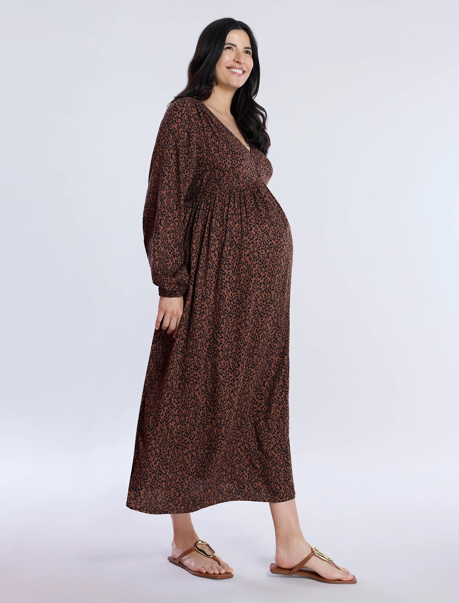 Long Sleeve Button Front Midi Dress - Fallshirt