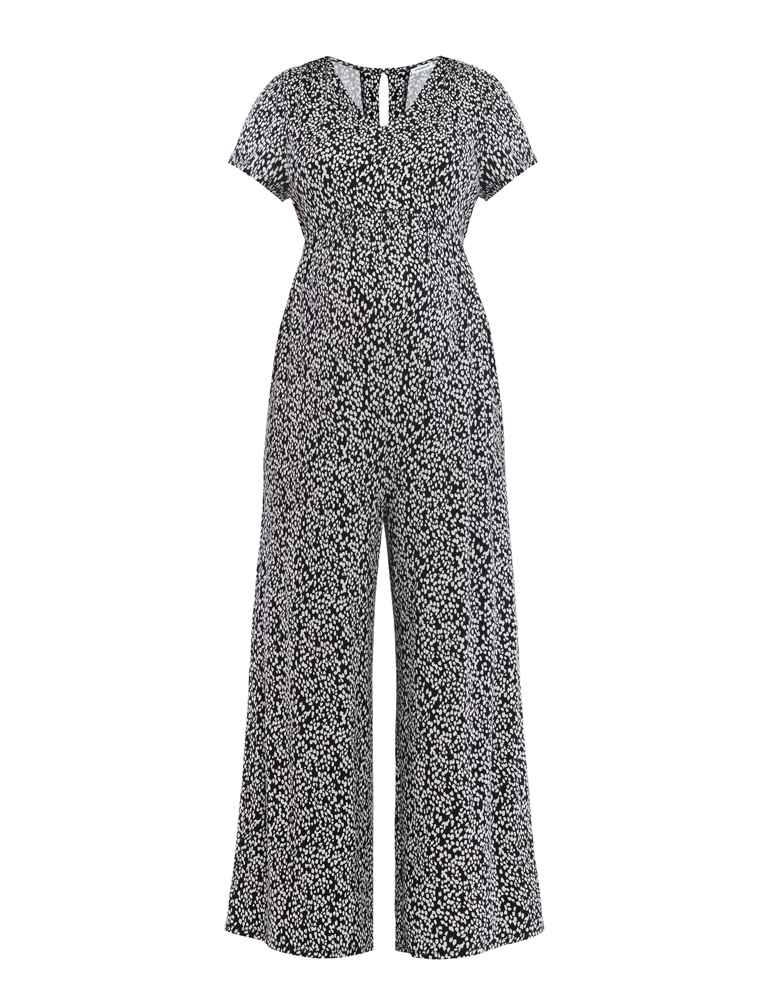 Short Sleeve V-Neck Jumpsuit - Fallshirt