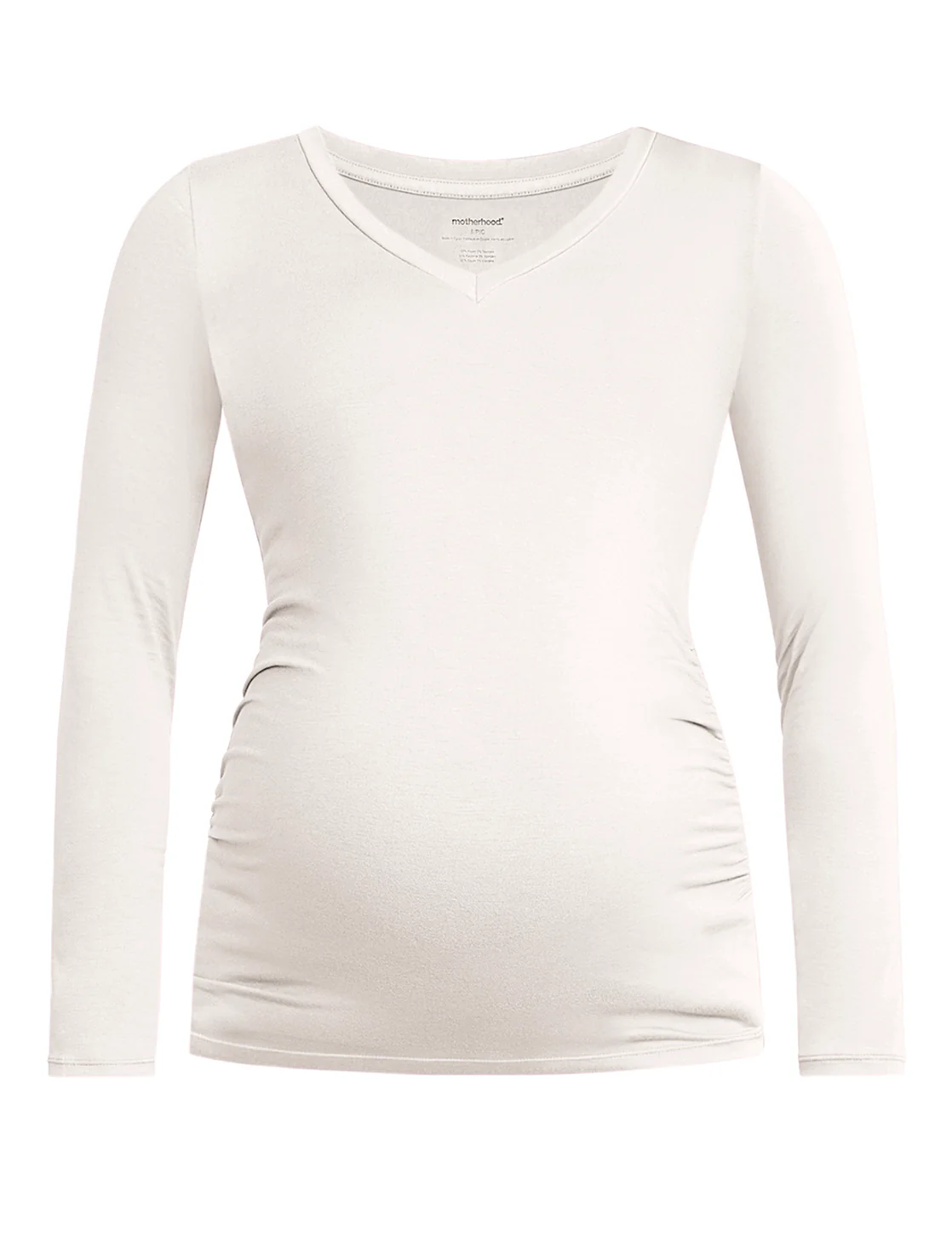 Side Ruched Long Sleeve V-Neck Maternity Tee - Fallshirt