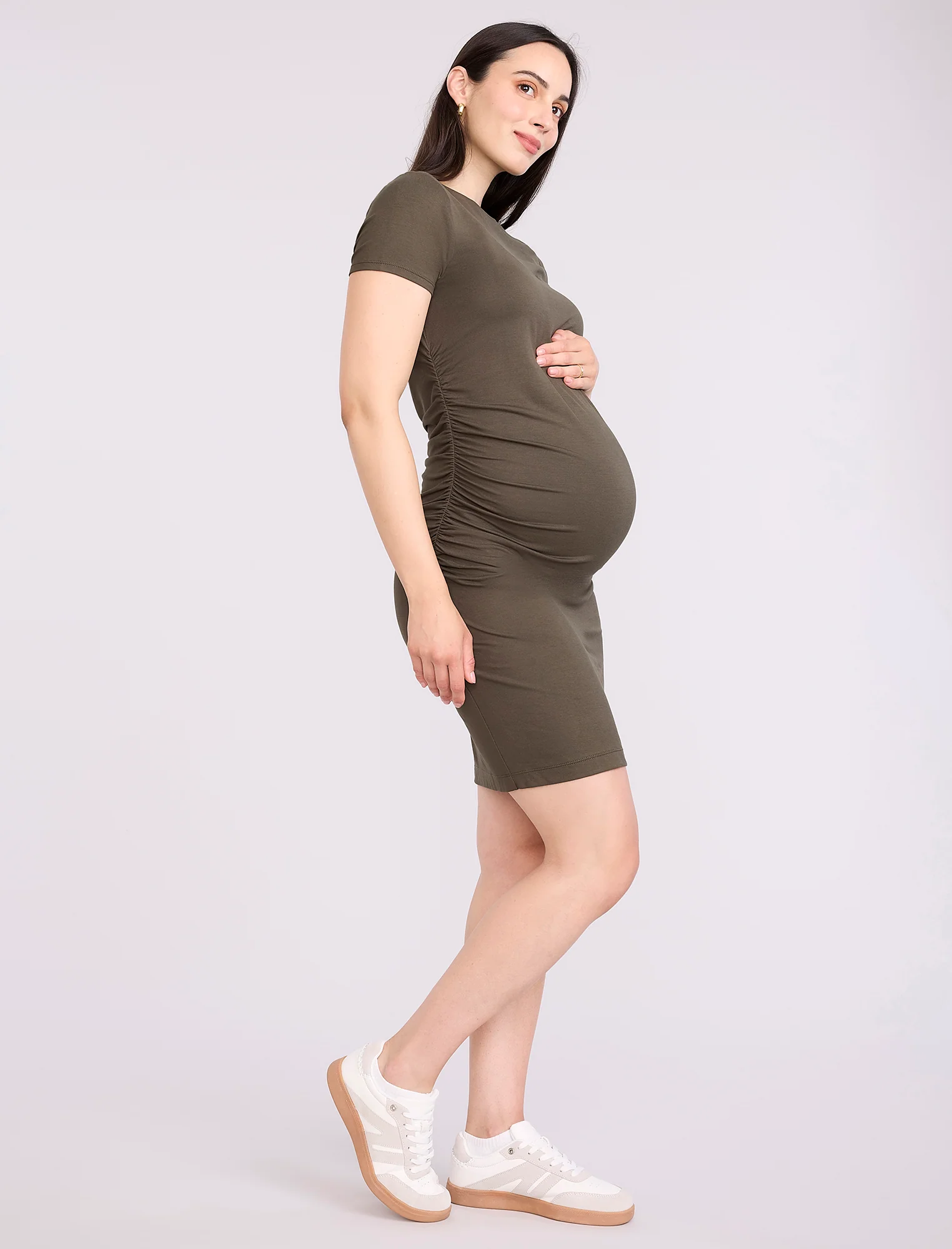 Maternity Ruched Bodycon Mini Dress - Fallshirt