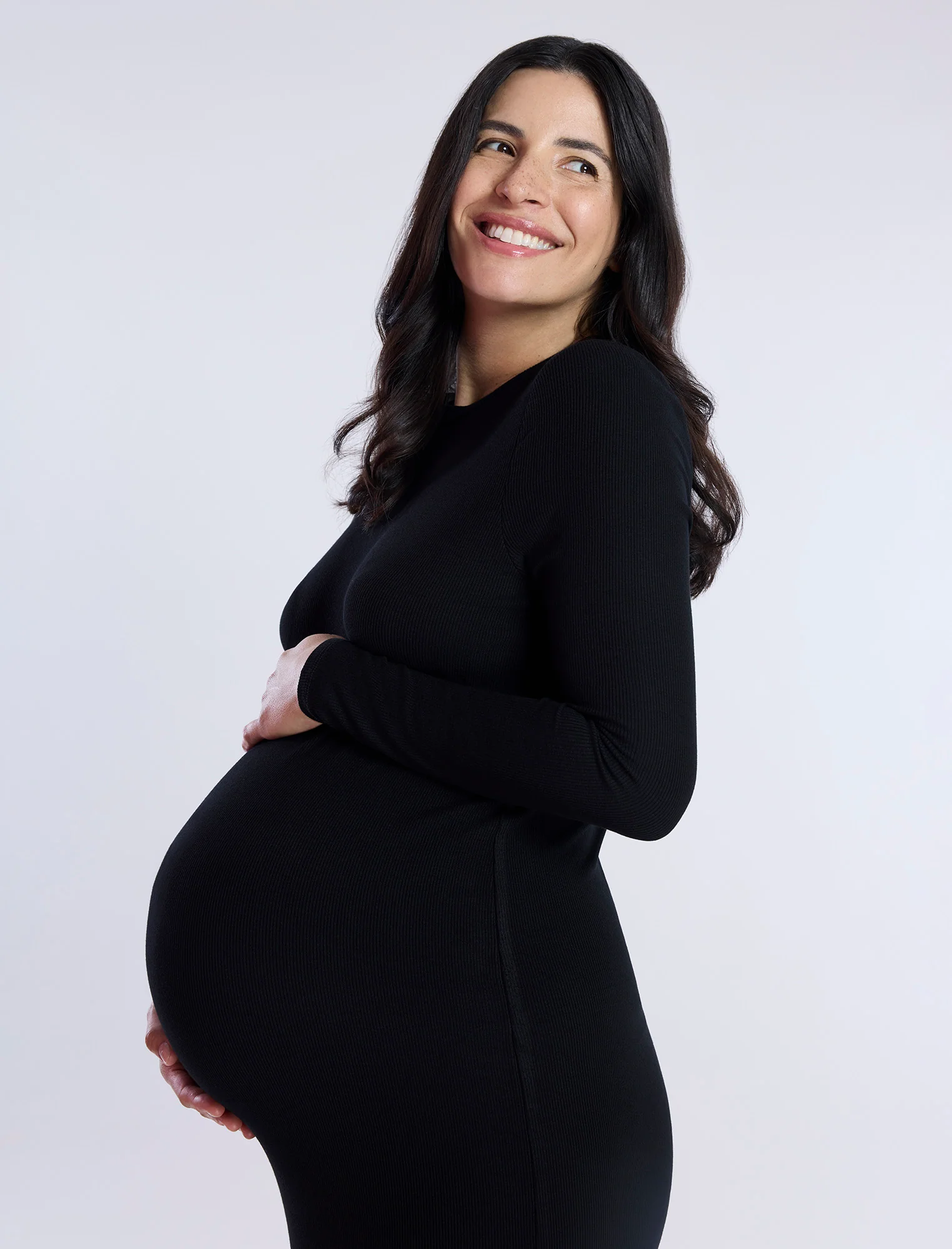 Long Sleeve Rib Knit Column Dress - Fallshirt