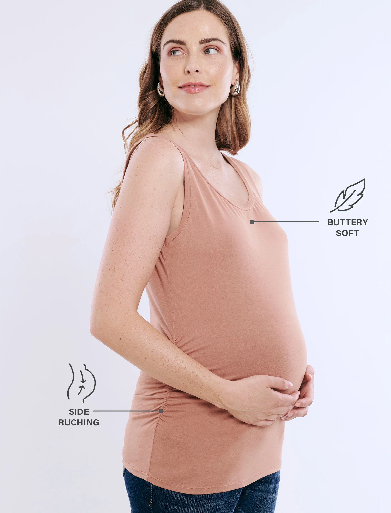Side Ruched Maternity Tank Top - Fallshirt