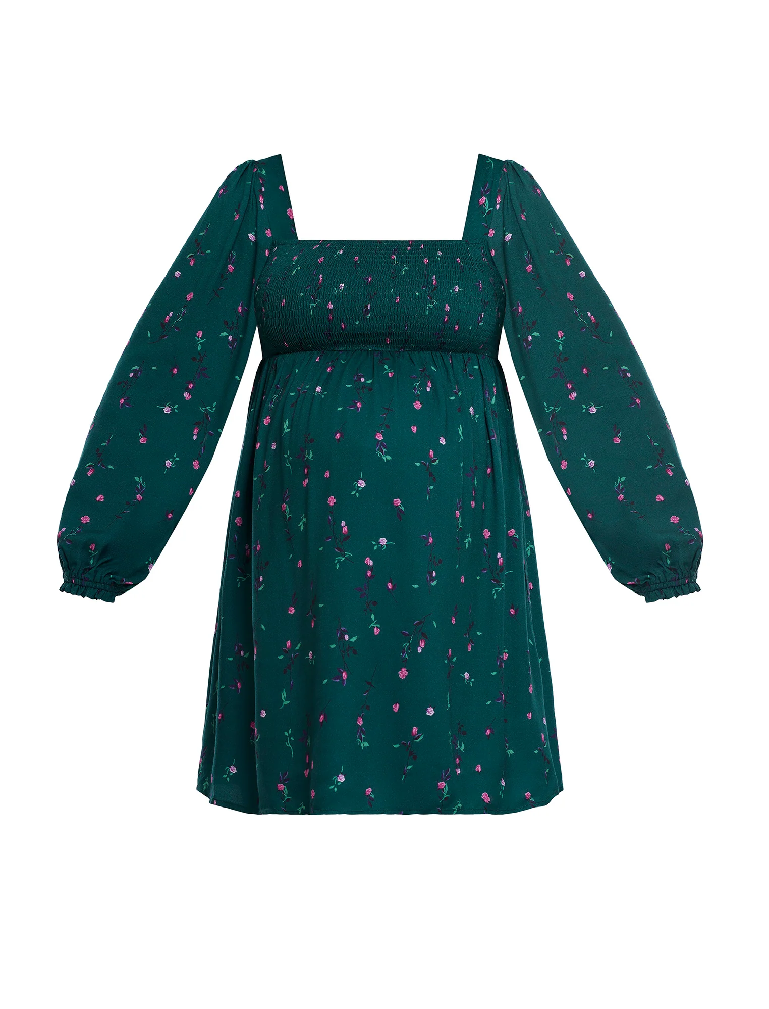 Long Sleeve Smocked Empire Waist Dress - Fallshirt