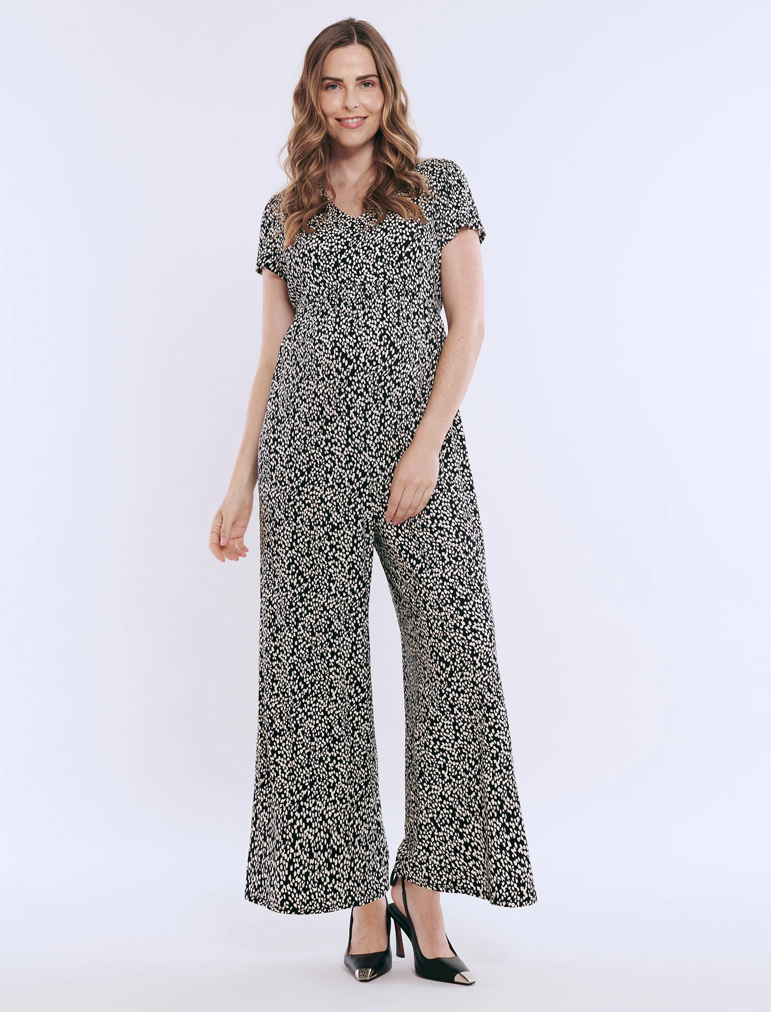 Short Sleeve V-Neck Jumpsuit - Fallshirt