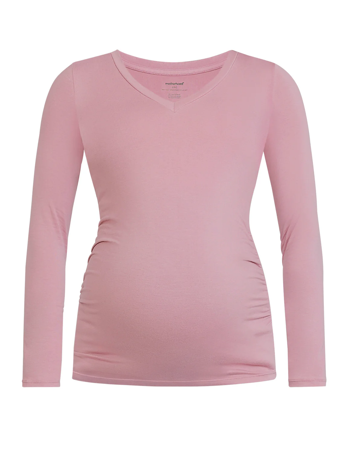 Side Ruched Long Sleeve V-Neck Maternity Tee - Fallshirt