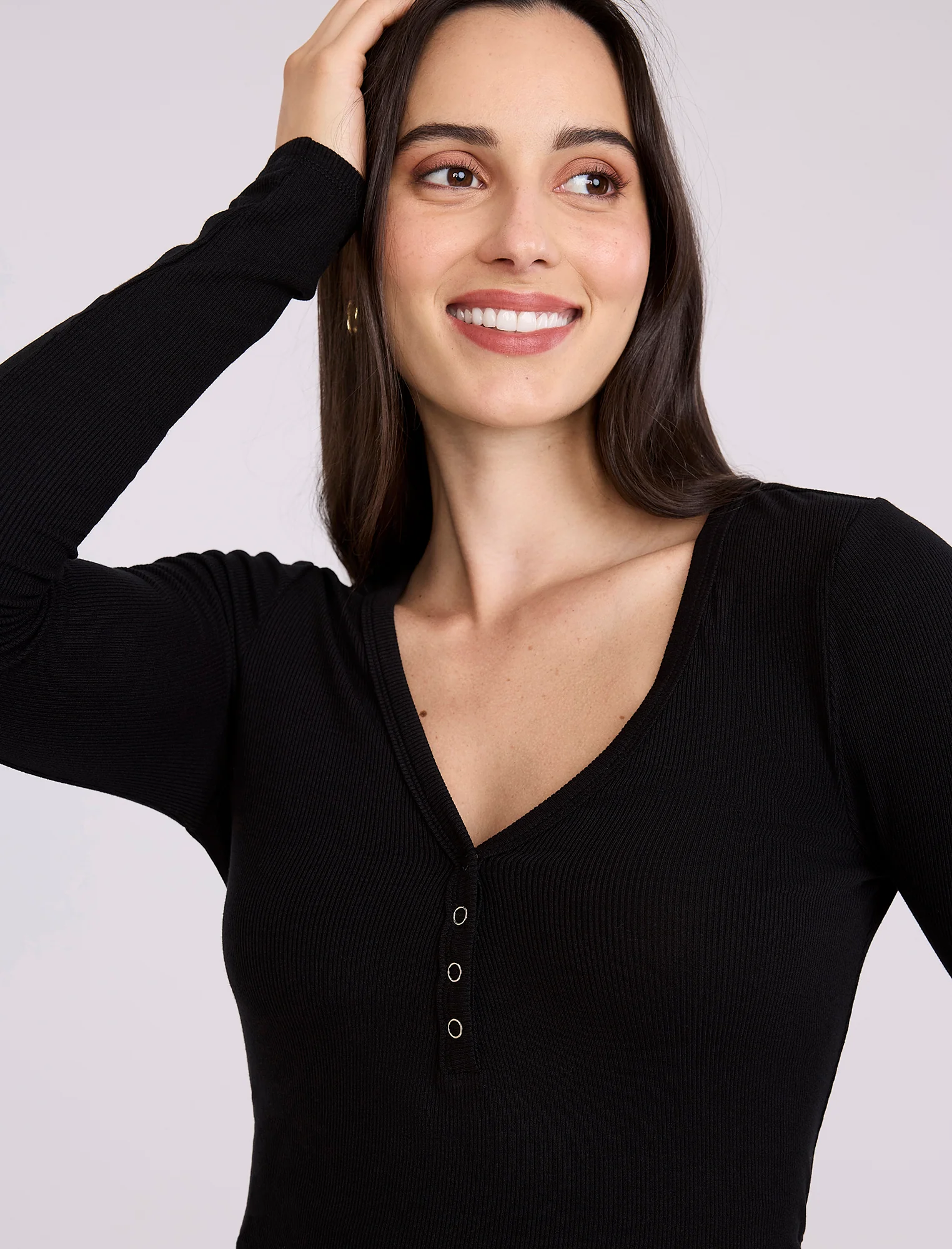 Side Ruched Long Sleeve Henley Maternity Rib Tee - Fallshirt