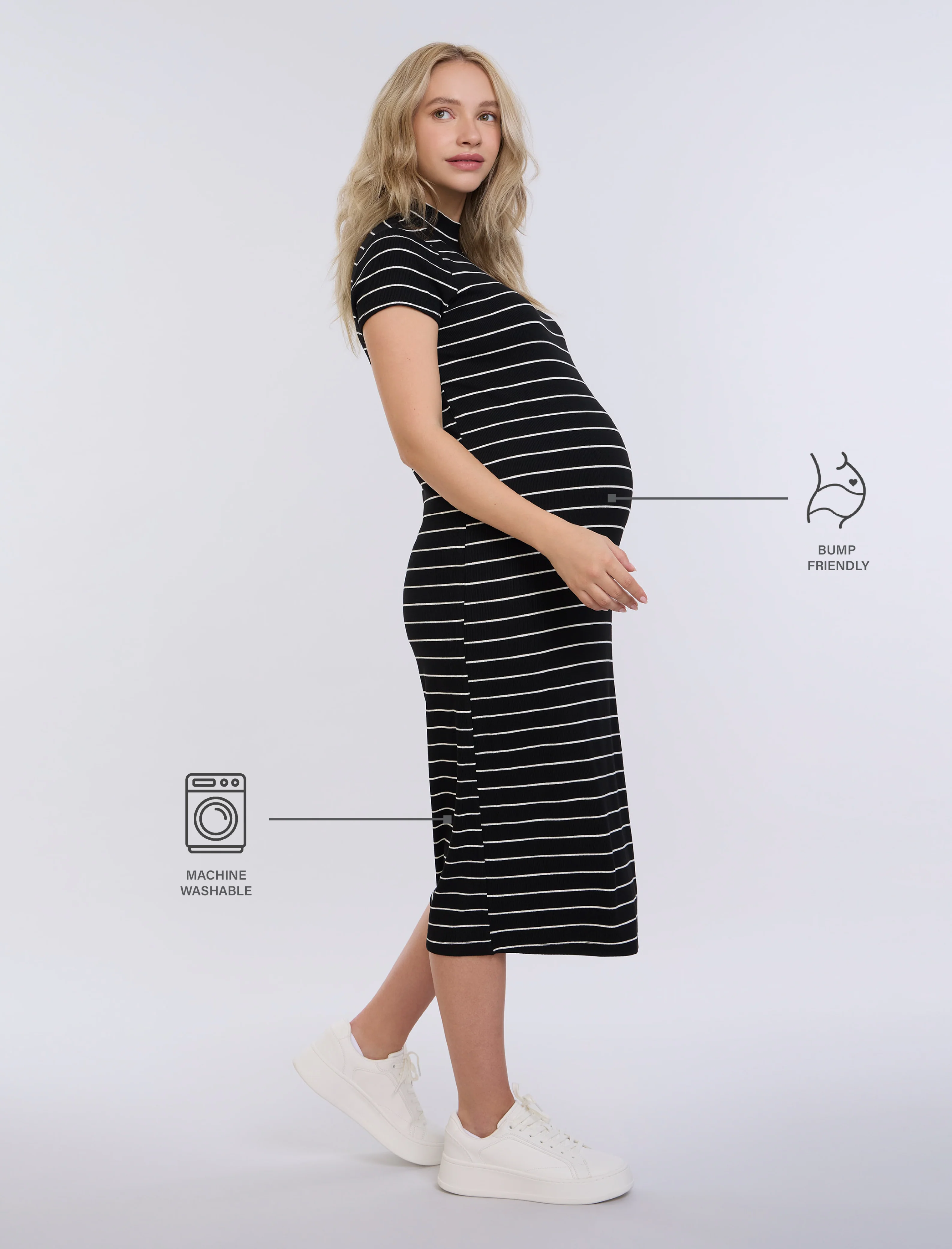 Mock Neck Rib Midi Dress - Fallshirt