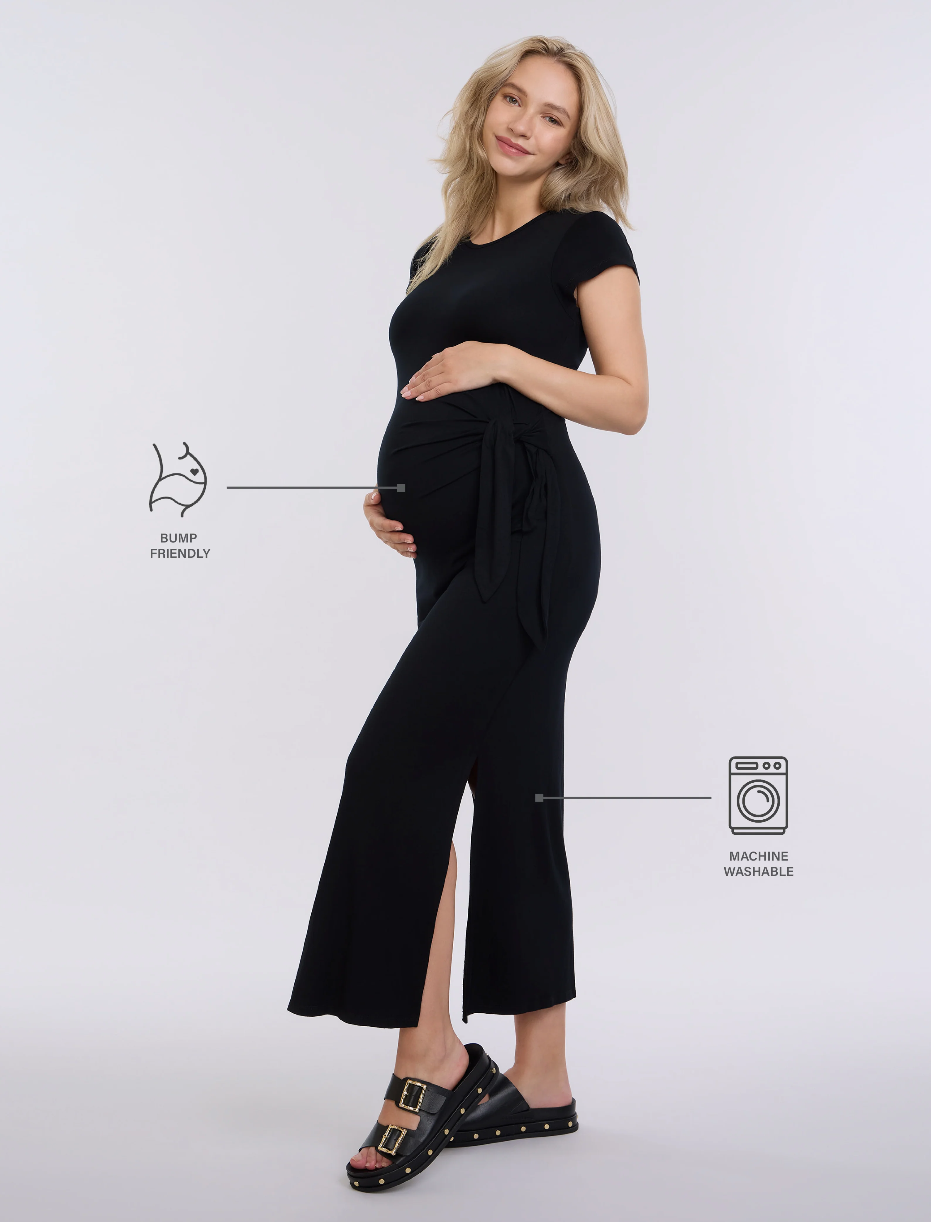 Side Tie Jersey Midi Dress - Fallshirt