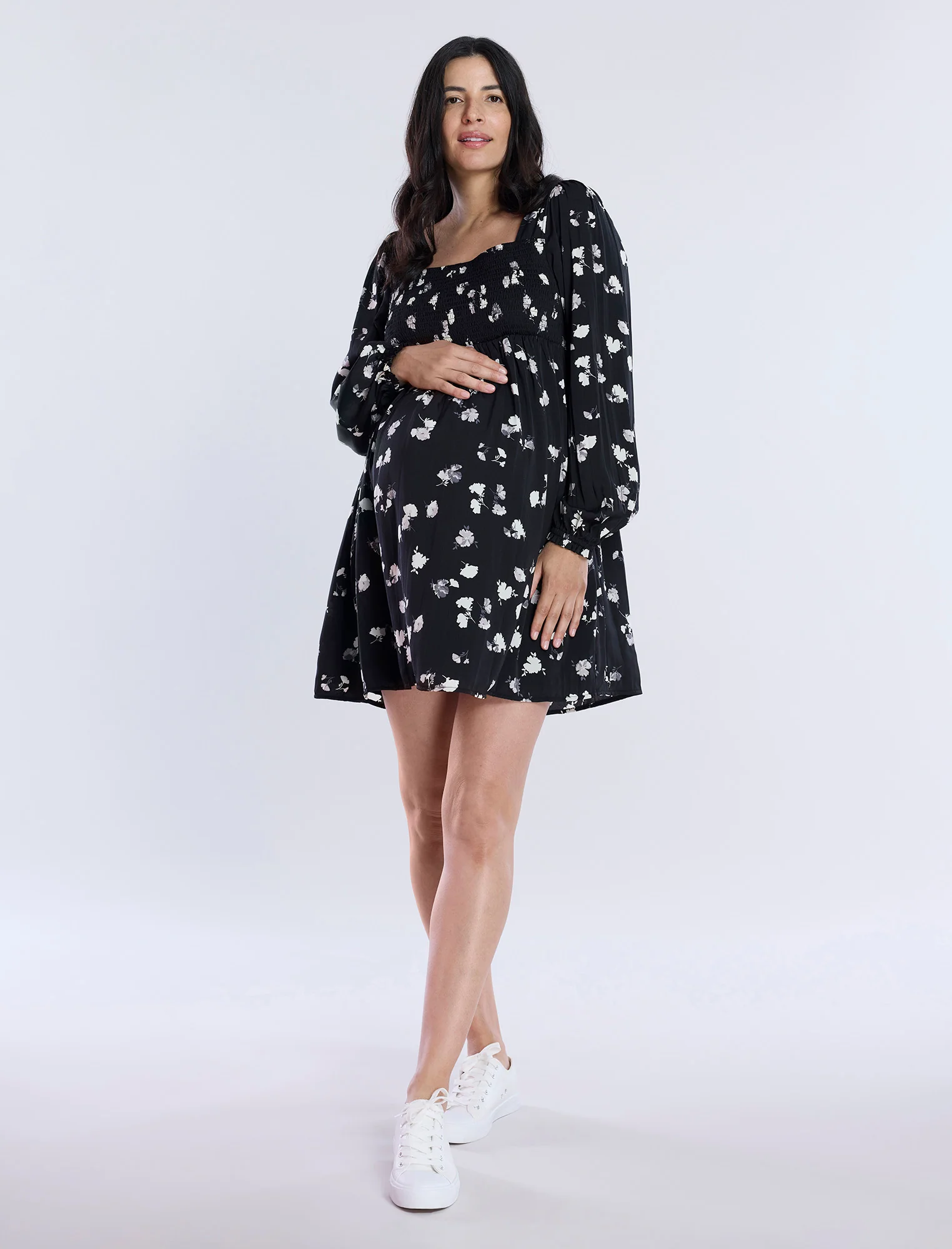 Long Sleeve Smocked Babydoll Dress - Fallshirt